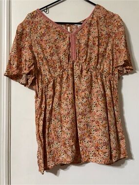 Sonoma Women’s orange Floral Short-Sleeve Maternity Top large